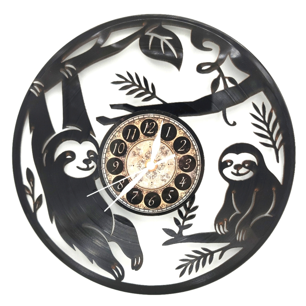 SLOTH vinyl record clock